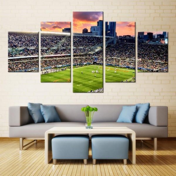 Chicago Bears Stadium Football - 5 Panel Canvas Art Wall Decor