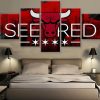 Chicago Bulls See Red NBA Basketball - 5 Panel Canvas Art Wall Decor