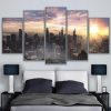 Chicago Cityscape Sky View City Sunrise Nature - 5 Panel Canvas Art Wall Decor