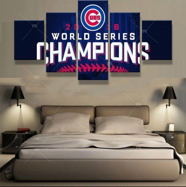 Chicago Cubs Baseball Champion Sport - 5 Panel Canvas Art Wall Decor