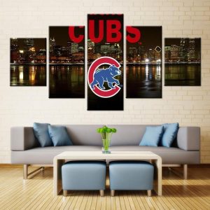 Chicago Cubs Poster 3 Baseball - 5 Panel Canvas Art Wall Decor