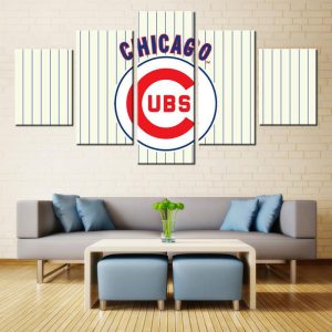 Chicago Cubs Sports Team Fans On Strips - Sport 5 Panel Canvas Art Wall Decor