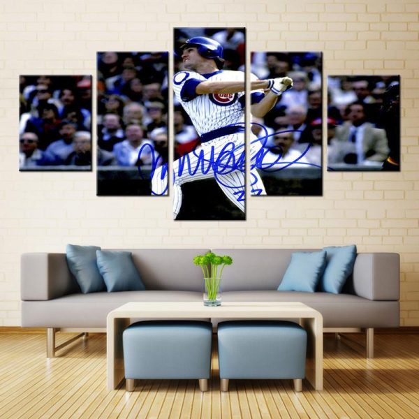 Chicago Cubs Star And Signature - Sport 5 Panel Canvas Art Wall Decor