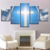 Christian Cross Sky Landscape Jesus - Religion 5 Panel Canvas Art Wall Decor