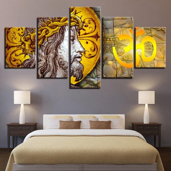 Christian Religion Character Jesus - Religion 5 Panel Canvas Art Wall Decor