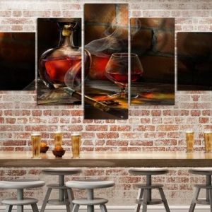 Cigar Bottle - Wine 5 Panel Canvas Art Wall Decor