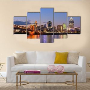 Cincinnati Skyline Nature - 5 Panel Canvas Art Wall Decor