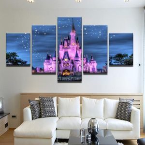 Cinderella Castle Disney World Magic Kingdom Disney - 5 Panel Canvas Art Wall Decor