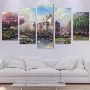 Cinderellas Castle Disney - 5 Panel Canvas Art Wall Decor