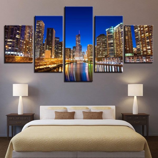 City Building 33 - Nature 5 Panel Canvas Art Wall Decor