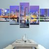 City Building Night 3 - Nature 5 Panel Canvas Art Wall Decor