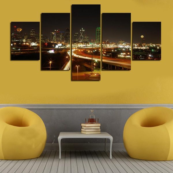 City In Shine - Nature 5 Panel Canvas Art Wall Decor