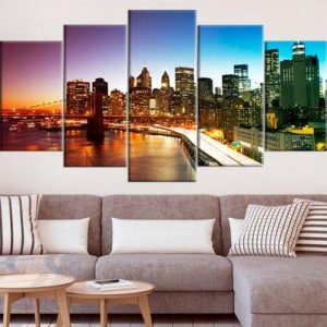 Cityscape New York Large - Nature 5 Panel Canvas Art Wall Decor