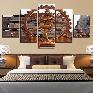 Classic Indian God Shiva - Religion 5 Panel Canvas Art Wall Decor