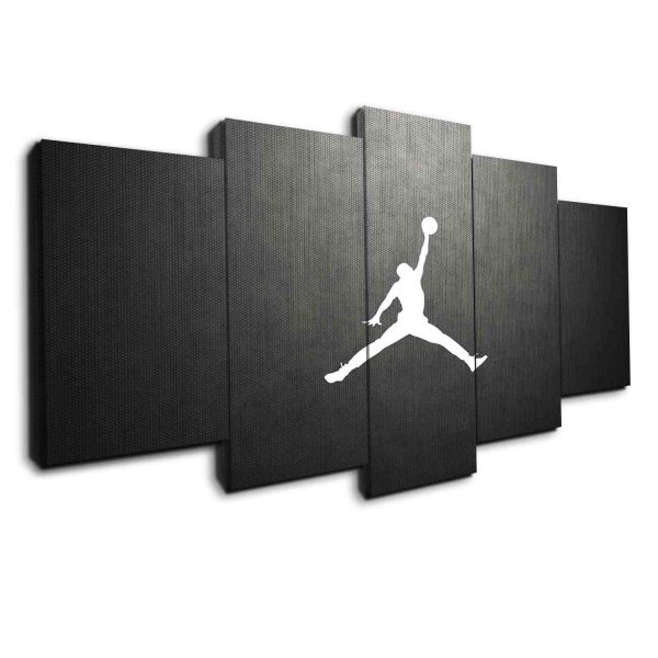 Classic Michael Jordan Logo Basketball - 5 Panel Canvas Art Wall Decor