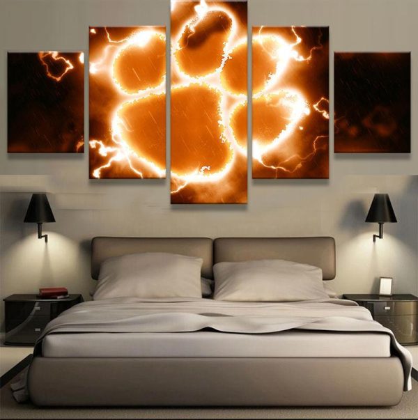 Clemson Tigers Logo Sport - 5 Panel Canvas Art Wall Decor