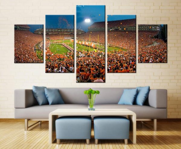 Clemson Tigers Memorial Stadium Sport - 5 Panel Canvas Art Wall Decor