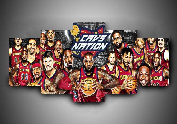 Cleveland Cavaliers 3 - Sport 5 Panel Canvas Art Wall Decor