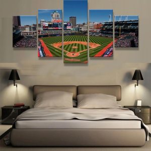 Cleveland Indians Baseball Stadium Baseball - 5 Panel Canvas Art Wall Decor