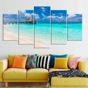 Coastal Beach Seascape Landscape - Nature 5 Panel Canvas Art Wall Decor