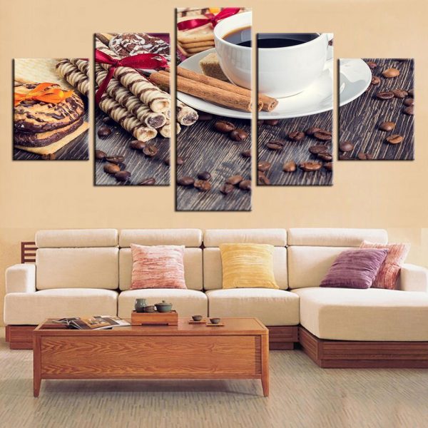 Coffee And Dessert - Nature 5 Panel Canvas Art Wall Decor