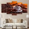 Coffee Beans And Coffee - Nature 5 Panel Canvas Art Wall Decor