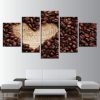 Coffee Beans Heart - Abstract 5 Panel Canvas Art Wall Decor