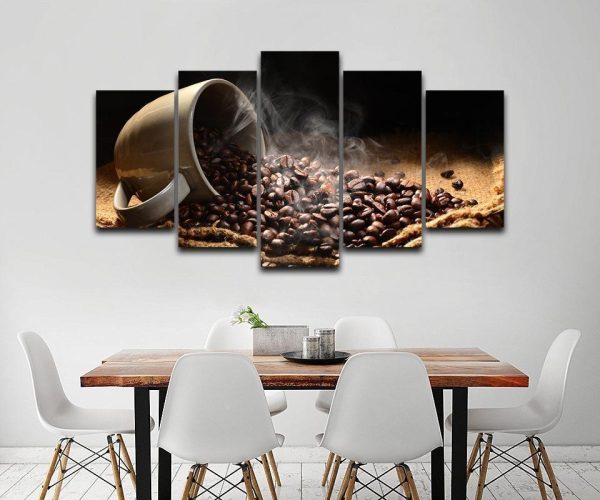 Coffee Beans - Nature 5 Panel Canvas Art Wall Decor