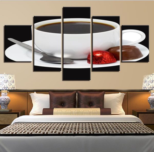 Coffee Cup Spoon 5 - Nature 5 Panel Canvas Art Wall Decor