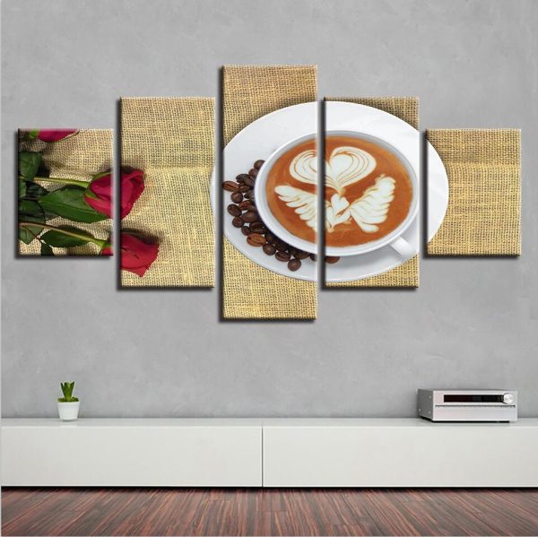 Coffee Drinks 6 - Kitchen 5 Panel Canvas Art Wall Decor