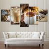 Coffee Iced Coffe Kitchen - Nature 5 Panel Canvas Art Wall Decor