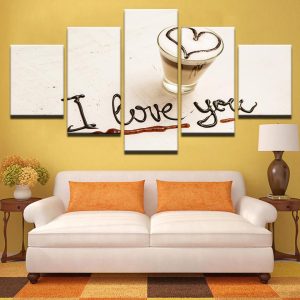 Coffee Love Macchiato - Nature 5 Panel Canvas Art Wall Decor