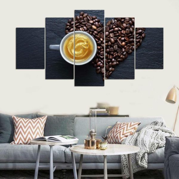 Coffee Love - Nature 5 Panel Canvas Art Wall Decor