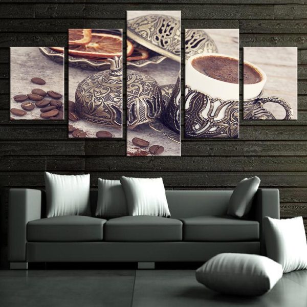 Coffee Vintage - Nature 5 Panel Canvas Art Wall Decor