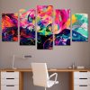 Color Face Girl Blues - Abstract 5 Panel Canvas Art Wall Decor