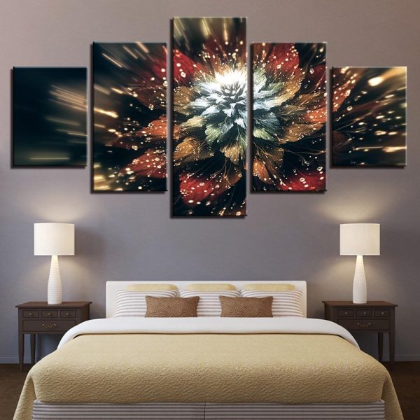 Color Flower - Abstract 5 Panel Canvas Art Wall Decor