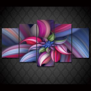 Colorful Abstract Beautiful Flower - Abstract 5 Panel Canvas Art Wall Decor