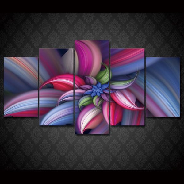 Colorful Abstract Beautiful Flower - Abstract 5 Panel Canvas Art Wall Decor