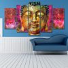 Colorful Buddha - Religion 5 Panel Canvas Art Wall Decor