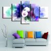 Colorful Cute Girl Beautiful - Abstract 5 Panel Canvas Art Wall Decor