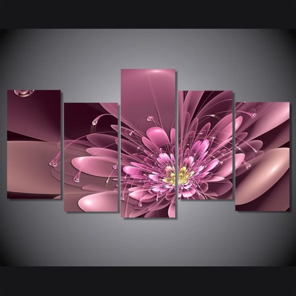 Colorful Flowers 1 - Nature 5 Panel Canvas Art Wall Decor