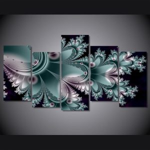 Colorful Flowers - Abstract 5 Panel Canvas Art Wall Decor