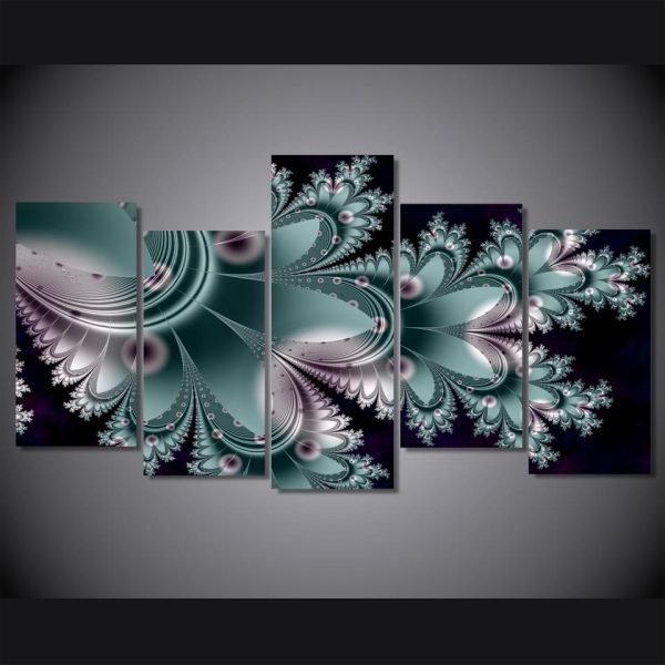 Colorful Flowers - Abstract 5 Panel Canvas Art Wall Decor