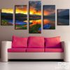 Colorful Lake At Sunset - Nature 5 Panel Canvas Art Wall Decor