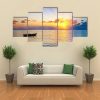 Colorful Sunrise Over Ocean On Maldives - Nature 5 Panel Canvas Art Wall Decor