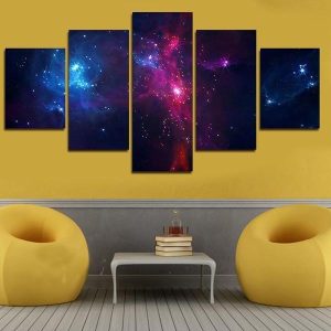 Colorful Universe - Space 5 Panel Canvas Art Wall Decor