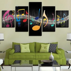 Colorful music notes- Music 5 Panel Canvas Art Wall Decor