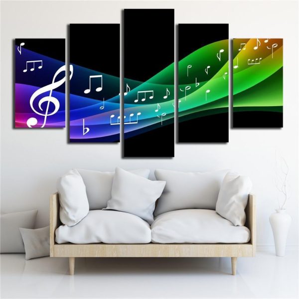 Colorfull Notes Music - 5 Panel Canvas Art Wall Decor