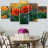 Colourful Flowers 15 - Nature 5 Panel Canvas Art Wall Decor