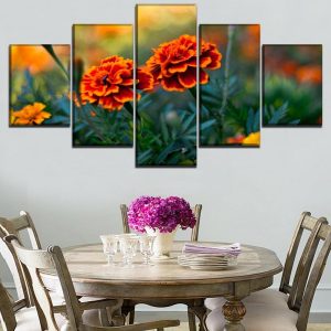 Colourful Flowers 15 - Nature 5 Panel Canvas Art Wall Decor